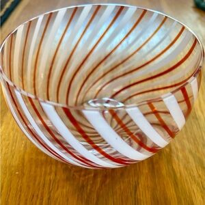 (2) Eastern art Striped Glass Art Bowls